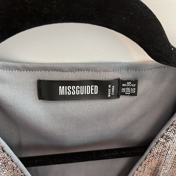 Missguided silver sequin bodysuit size 4 - Picture 2 of 5